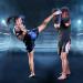Flexzion Blue Curved Muay Thai Kick Pad for MMA, Karate, Taekwondo - Adjustable Forearm Strap - Buy Online on GoSupps.com
