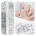 GAOY White Rhinestones for Nails  1180 Pcs Nail Gems for Craft  12 Styles Clear 3D Multi Shapes and Round Flat Back Crystal Jewels Decorate DIY Set Clear White