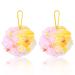 Leafre Body Puff 2pcs Luxurious Body Scrubber Set for Women and Men Soft Shower Loofahs Extra-Large Body Scrubber Exfoliator with Additional Foaming Sponge Insert Unique Colour Mix yellow