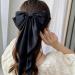 2 PCS Big Bow Hair Clips Large Bowknot Hairpin French Hair Clips with Long Silky Satin Ribbon Solid Color Hair Barrettes Accessories for Women Girls (Black+Black) - Buy Online on GoSupps.com