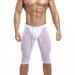 Doomiva Men's Mesh See Through Yoga Pants Compression Leggings Gym Fitness Workout Drawstring Tights White B X-Large