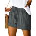 Beshionljs Women's Casual Print Elastic Waist Shorts with Pockets - Dark Gray-19 Medium - Buy Online on GoSupps.com