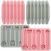 4 Pack Assorted Crayon Molds Cavity 3D Crayon Silicone Mold Triangular Crayon Molds Silicone Chocolate Making Molds for Wax Crayons Candle Melting Animal Flower Chocolate Pen Pencil Shapes Pink Gray