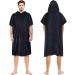 Surf Poncho Changing Towel Robe - Hooded Wetsuit Change Poncho for Adults - Water Absorbent - Oversized Black - Buy Online on GoSupps.com