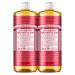 Dr. Bronner's - Pure-Castile Liquid Soap (Tea Tree) - Made with Organic Oils 18-in-1 Uses: Acne-Prone Skin Dandruff Laundry Pets and Dishes Concentrated Vegan Non-GMO Rose 32 Ounce (Pack of 2)
