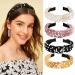 GORGOU 4 Pack Fashion Pearl Headbands for Women Knotted Wide Headband No Slip Head Bands Top Knot Head Wrap Fashion Turban Hair Hoops Hairband-Cute Velvet Hair Accessories for Womens and Girls Multi-colored