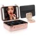 Makeup Travel Lighted Case with Large LED Light Mirror Coetic Bag Organizer Professional Adjustable Divider Storage Waterproof Portable Make up Train Box Accessories And Tools Case (SN-Pink)