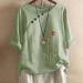 Iuhan Plus Size Floral Linen Top for Women - Mint Green 3X-Large - Buy Online on GoSupps.com