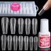 Clear Coffin Nail Tips  Teenitor Long Coffin Nail Tips Full Cover  240PCS Coffin Fake Nails With Nail Glue  Clear Fake Nails Ballerina False Nails Clear Press On Nails