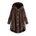 oelaio Winter Jacket for Women Button Fleece Cardigan Coats Casul Sherpa Wide-Hem Hooded Coats Oversize Loose Outwear Coffee Medium