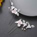 Casdre Flower Bride Wedding Hair Pins Silver Pink Pearl Bridal Wedding Hair Accessories Leaf Hair Piece for Women and Girls(Pack of 2)