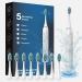 M1 Sonic Electric Toothbrush with 8 Brush Heads One Charge for 60-Day Battery Life Type-C Fast Charging 5 Modes and 2-Minutes Built in Smart Timer - Ideal for Adults (White)