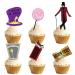 Dessert Cupcake Topper Pick for Handsome Sir Chocolate Adventure Fantasy Comedy Theme Decorations Men Women Boys Girls Happy Birthday Party Decor Supplies Black Glitter