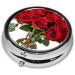 Rose Printed Mini Round Pill Box - 3 Compartment Travel Organizer for Medicine | Portable Pill Holder for Home & Office - Buy Online on GoSupps.com