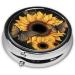 Butterflies & Sunflowers Round Pill Box | 3 Compartment Mini Travel Organizer for Vitamins & Medicines - Buy Online on GoSupps.com