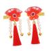 Didiseaon Billed Hair Clips 1 Pair Hair Accessories Chinese Style Hair Clips Hair Styling Holder New Year Floral Hair Clips Floral Pearl Hair Clip Pearl Hair Pin Red Zinc Alloy Tassel Grip