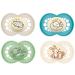 MAM Day & Night "Skin Soft" silicone pacifier 16+ Mix // set of 4 // incl. 2 sterilized transport boxes
