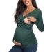 Love2Mi Maternity Nursing Shirt | Short Sleeve V-Neck Breastfeeding T-Shirt | Pregnancy Top | Dark Green - Buy Online on GoSupps.com