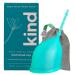 Kind Cup | Menstrual Cups | Period Cup | Easy to use | Comfortable | Soft | Long Stem | Curved | Ergonomic | High Cervix | Low Cervix | Eco Friendly Products | for Beginners | USA (Regular) (Aqua)