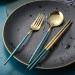 Stainless Steel Cutlery Set Portable Three Piece Chopsticks Spoon Fork Gold - Buy Online on GoSupps.com