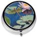 Dragonfly Painting Mini Round Pill Box | 3 Compartment Travel Organizer | Portable Medicine Case for Home & Office - Buy Online on GoSupps.com