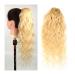 Ponytail Extensions 10-24" Drawstring Ponytail for Women Clip in Ponytail Extension Curly Wavy Ponytail Hairpiece Long Ponytail Extension Human Hair Body Wavy Blonde for Women(Size:10inch(25cm)) 10inch(25cm) DrawString