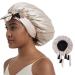 Hat Hut Satin Bonnet Silk Bonnet for Sleeping Cap for Curly Hair Bonnet for Women Double Layer Reversible Bonnet with Tie Band One Size Champagne/ Black