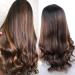 Ombre Lace Front Human Hair Wigs for Black Women Wavy Gluess Brazilian Virgin Hair Long Body Wave Wig with Baby Hair 18inch 45.72 cm (1 SPACE) OMBRE COLOR