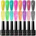 Supwee Neon Reflective Gel Polish Sparkle Glitter Gel Nail Polish Bright Yello Green Orange Disco Nail Polish Gel Manicure Soak Off UV Gel for DIY at Home 8 Colors 7ML(0.24fl oz) 8PCS Reflective Gel-7ML