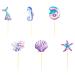 TSJ 12 PCS Mermaid Cupcake Toppers Cake Toppers Mermaid Tail Seahorse Cupcake Sticks Mermaid Theme Birthday Baby Shower Party Supplies