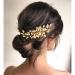 Gorais Leaf Bride Wedding Hair Comb - Gold Bridal Hair Piece with Pearl Accents for Women and Girls - Buy Online on GoSupps.com