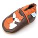 Dotty Fish Soft Leather Baby Shoes for Boys. Toddler Shoes. Non Slip. Animal Designs for Boys and Girls. 0-6 Months - 4-5 Years 6-12 Months Brown and Orange Fox