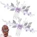 PAGOW 2PCS Leaf Hair Combs, Purple Rhinestone Hair Comb Clips, Hair Side Comb Clips, Crystal Wedding Headpiece Hair Accessories For Women, Girls, Bride, Bridesmaid ( 4.73 x 2.76 inch )