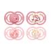 Mam Perfect Day & Night Schnuller in the 4-Set bright in the dark tooth-friendly baby pacifier from sustainable & organic-renewable materials with pacifier box 16+ mon rabbit/flower/bird 16+/silicone/day & night pink/Birds