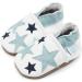 Dotty Fish Soft Leather Baby Shoes | Boys' Toddler Shoes with Non-Slip Suede Soles | Blue Stars Design | 0-6 Months - 4-5 Years - Buy Online on GoSupps.com