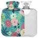 NAANLE hot water bottle with cover palm leaf flower hawaii Transparent hot water bottle 1l warm steadel for pain relief back hand feet heat heat and cold therapy