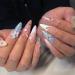 French Tip Press on Nails Almond Fake Nails with 3D Butterfly Flower Pearls Charms Designs Cute Acrylic Nails Glossy Glue on Nails Summer False Nails Nude Artificial Stick on Nails for Women 24Pcs