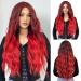 Esmee Ombre Red Long Wavy Wigs for Women Synthetic Hair Heat Resistant Wig for Daily Party Cosplay Use-28 Inches