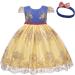 Myrisam Girls Birthday Party Dress with Headwear | Princess Embroidery Bowknot Gown for Christening & Baptism | Size 6-7 Years | Yellow - Buy Online on GoSupps.com