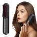 Cordless Hair Straightener Brush Portable Mini Straightening Brush for Travel Ceramic Coating Negative Ion Hot Comb Hair Straightener Lightweight to Carry Out USB C Rechargeable Anti-Scald