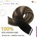Moresoo Invisible Tape-In Hair Extensions - Real Hair 35cm - Black to Dark Brown with Caramel Blonde - 10 Pieces 25g #1B/3/27 - Premium Quality Adhesive Tapes - Buy Online on GoSupps.com