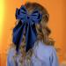 Navy Blue French Bow Hair Clip with Silky Satin Tail - Women's Hair Accessory - Buy Online on GoSupps.com