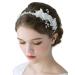 SWEETV Flower Bridal Headbands Ivory-Wedding Headpieces Hair Bands Jewelry Hair Accessories for Women Brides