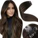 LAAVOO Extensions real hair microring brown balayage real hair extensions micro loop 1g/s dark brown ombre light brown microring extensions real hair extensions with microbeads smooth 50g #2/8/2 35cm 35 cm #2/8/2