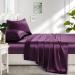 Lanest Housing Satin Sheets Full Size Sets Silky Soft Fade Resistant Bed Sheets with 1 24'' Extra Deep Pocket Fitted Sheet 1 Flat Sheet 2 Pillowcases(Purple Full) Purple Full (Extra Deep Pocket)