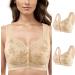Comfortable Women's Sports Bras Set - 2PC Front Button Large Size Steel-Free Beige Fitness Collection - Buy Online on GoSupps.com