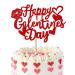 SYKYCTCY 1 Pack Happy Galentine's Day Cake Topper Glitter Sweet Love Heart Lips Valentine's Day Cake Pick for Happy Valentine's Day Engagement Theme Birthday Party Cake Decorations Supplies Red Color 11