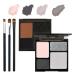 Pink Gray Eyeshadow Palette 4 Colors Matte Glitter Eyeshadow Makeup Palette with Brushes Waterproof Long Lasting Pigmented Gray Silver Eye Shadow Palette Goth Halloween Daily Makeup Pallet