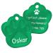 ENGRAVO dog tag paw in green 33mm with your personal engraving and 2 key rings large 33mm green