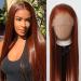 Towarm Ginger Brown Wig Long Straight Burnt Synthetic Lace Front Wigs Pre Plucked Natural Hairline with Baby Hair for Black Women Copper Red Brown Heat Resistant Fiber Cosplay Daily Wear Wig (Ginger)